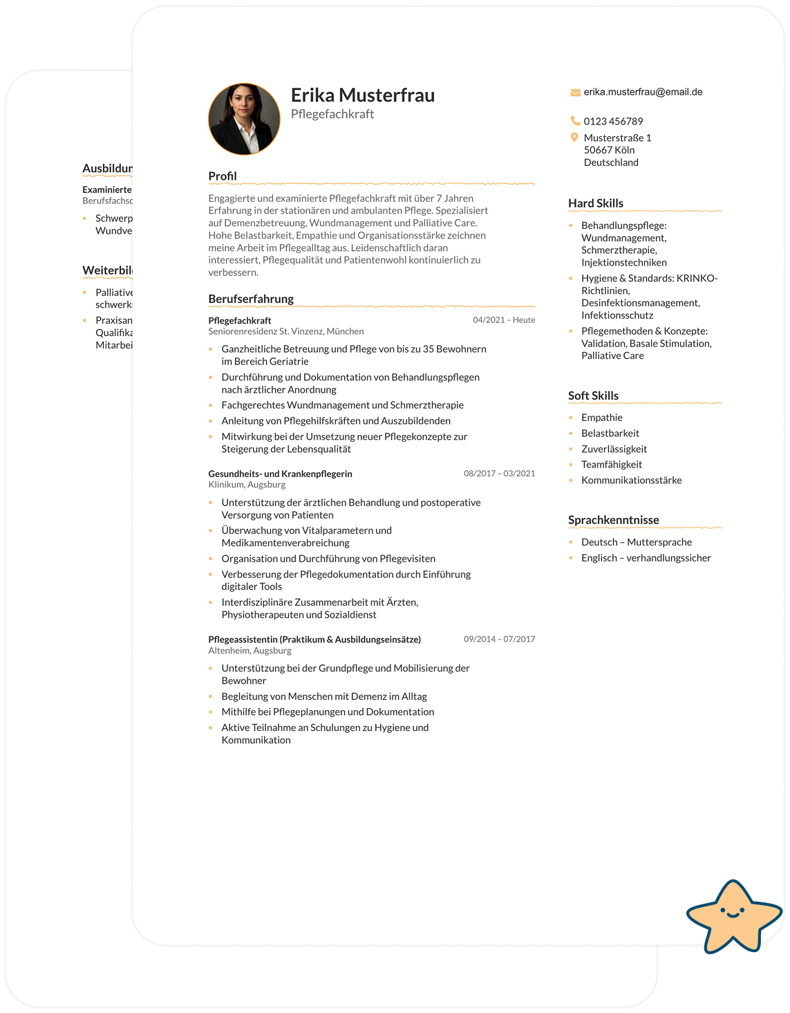 Ein professioneller Lebenslauf sollte übersichtlich aufgebaut sein und die wichtigsten Informationen schnell erfassbar machen. Diese Abschnitte gehören hinein: