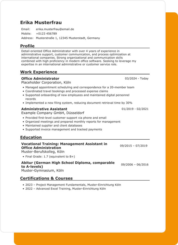 Englisch CV Template Englisch CV Template
