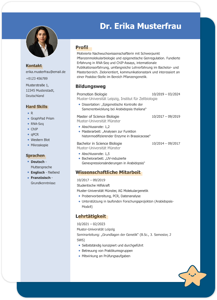 Academic CV Template Instructions