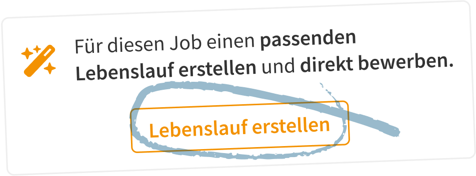 Screenshot aus einer Stellenanzeige mit hervorgehobenem Button “Lebenslauf erstellen”, über den Nutzer einen passenden Lebenslauf für diese Stelle erstellen können
