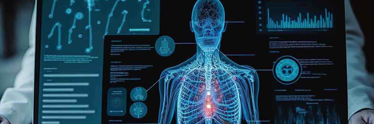 Futuristisches Röntgenbild mit Analysen