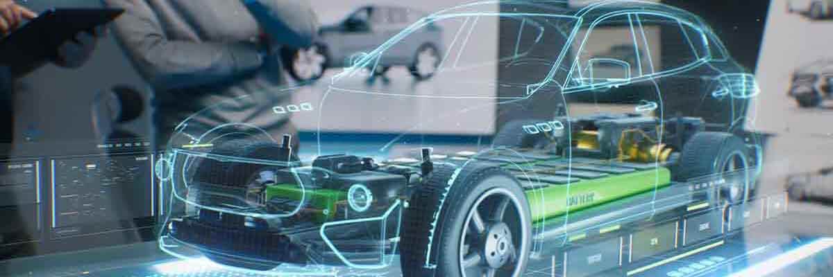 Ingenieure verwenden ein Tablet mit holographischer Anzeige für innovative Anwendungen in einer Werkstatt.