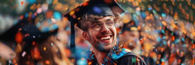 Man trägt Doktorhut und Robe zum Abschluss seiner Promotion