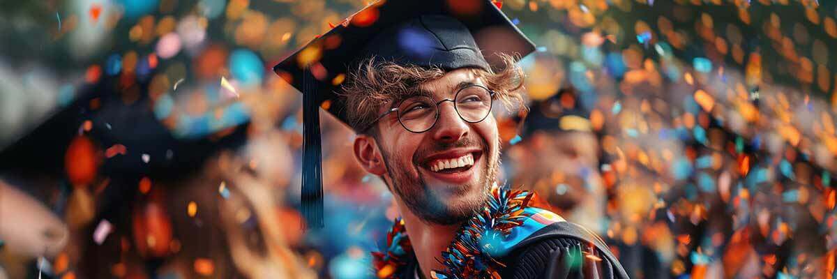 Man trägt Doktorhut und Robe zum Abschluss seiner Promotion